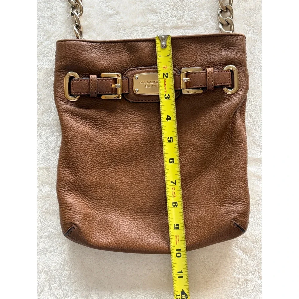 Michael Kors Brown Hamilton Pebbled Leather Crossbody Bag Womens Small Excellent